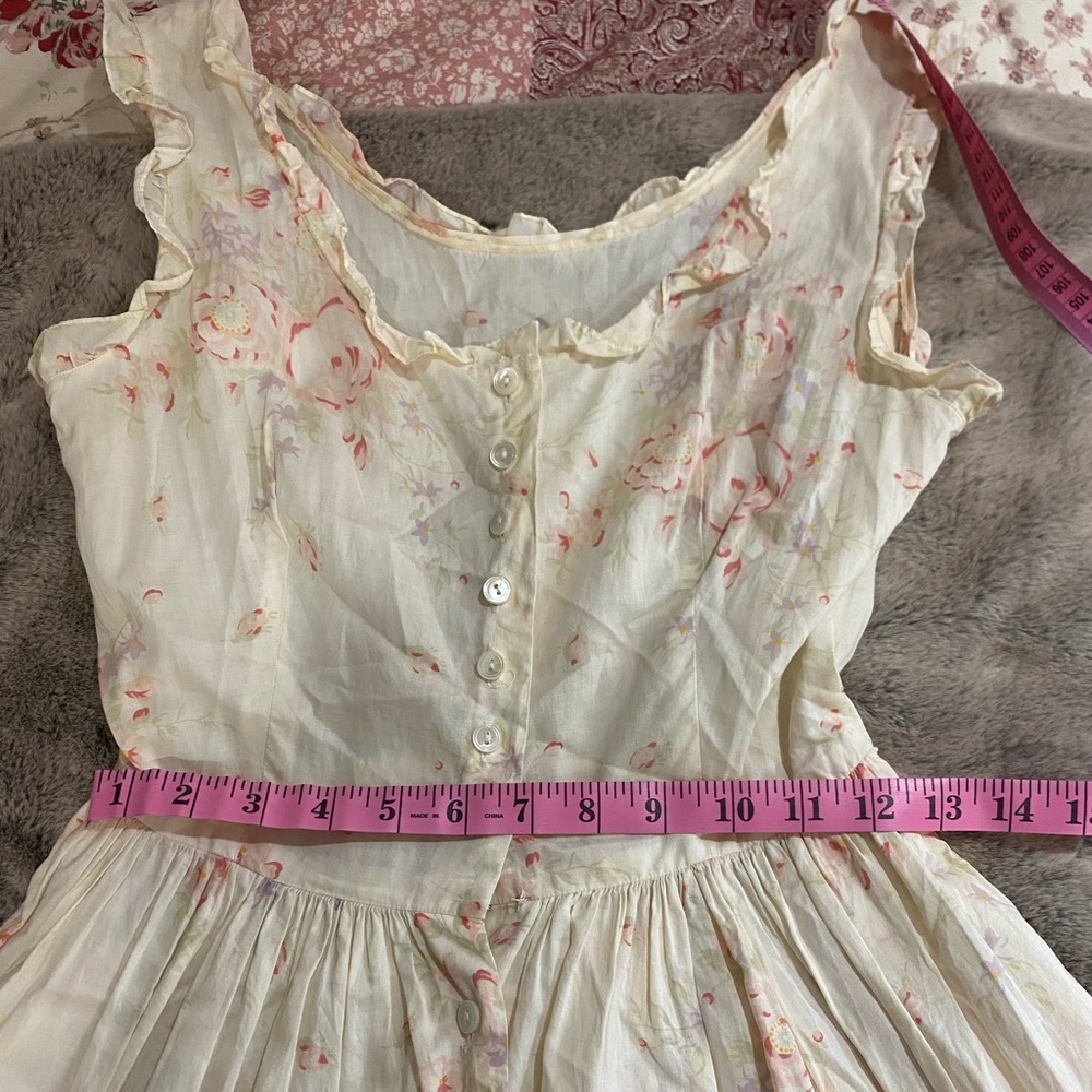 Vintage Pink and Cream Pleated Maxi Sundress - Picture 12 of 14